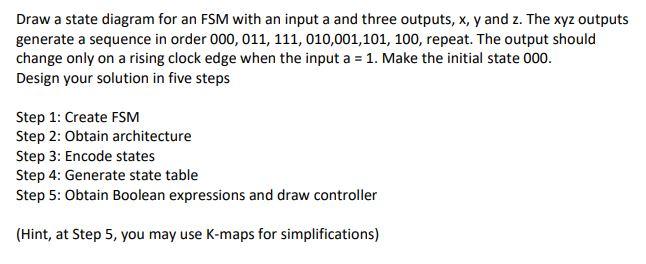 Solved Draw a state diagram for an FSM with an input a and | Chegg.com