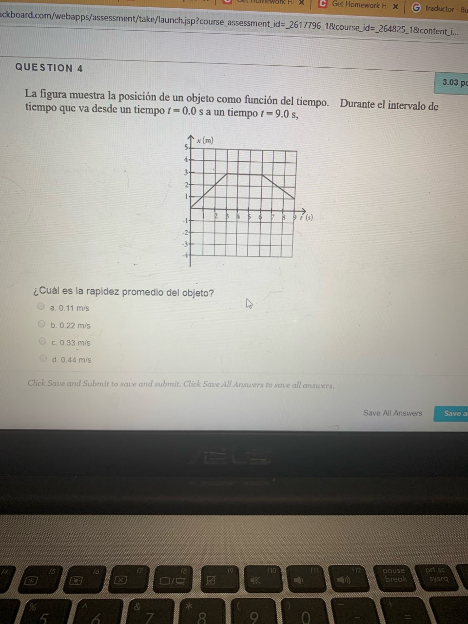 Solved The figure shows the position of an object as a | Chegg.com