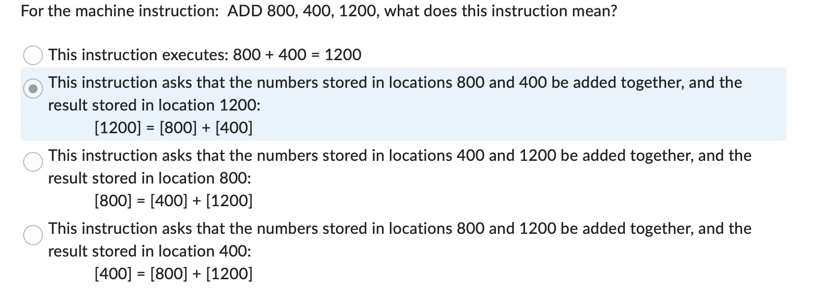 Solved This instruction executes: 800+400=1200 This | Chegg.com