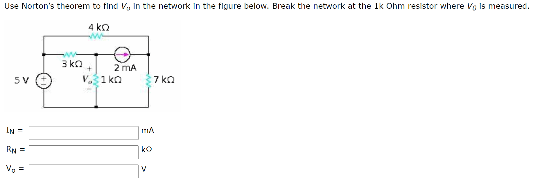 Solved Use Norton's theorem to find Vo in the network in the | Chegg.com