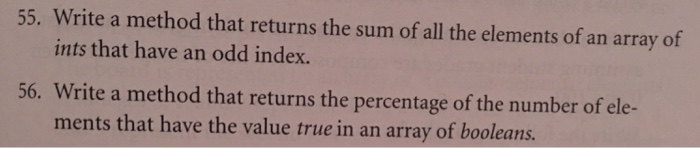 Solved 55. Write a method that returns the sum of all the | Chegg.com