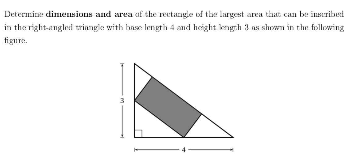Solved Determine dimensions and area of the rectangle of the
