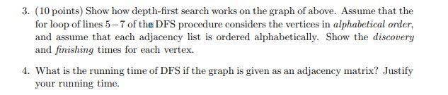 Solved 3. (10 points) Show how depth-first search works on | Chegg.com
