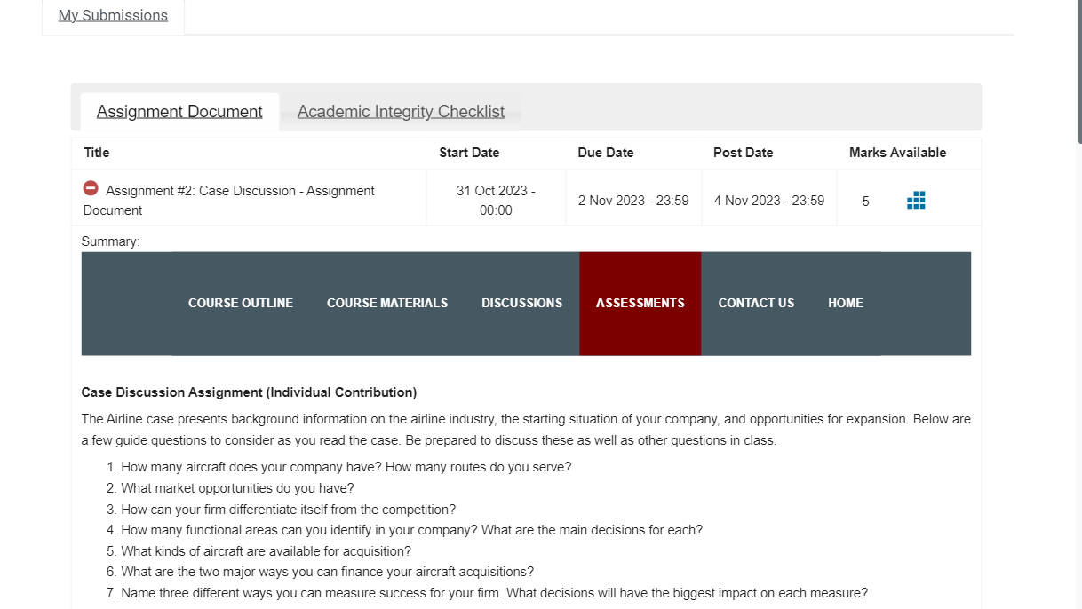 Case Discussion Assignment (Individual Contribution) | Chegg.com