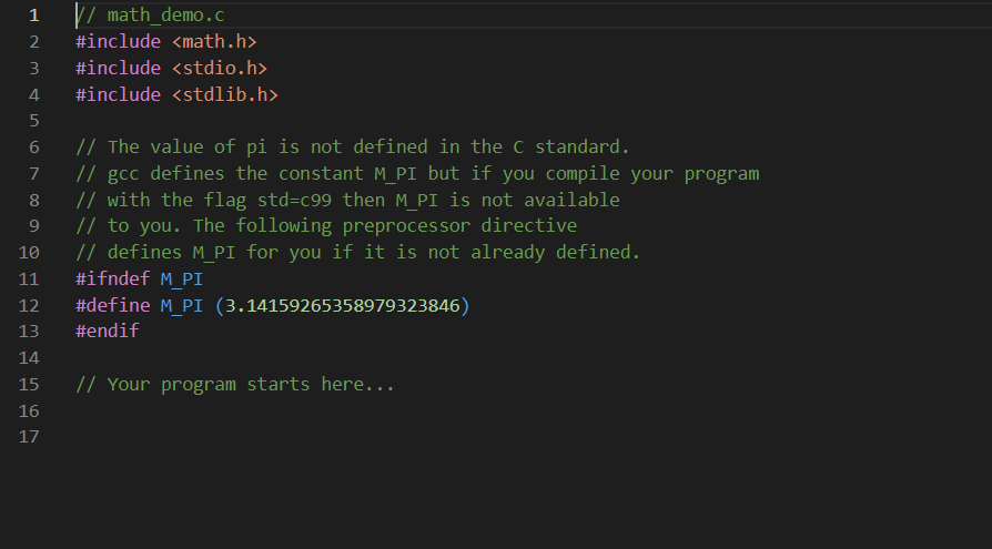 Solved 2. math_demo.c The header file contains most of the | Chegg.com