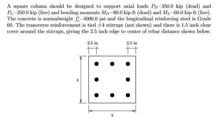 Solved A square column should be designed to support axial | Chegg.com