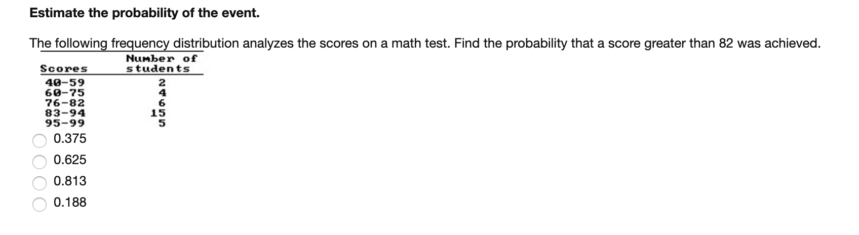 Solved Estimate The Probability Of The Event. The Following | Chegg.com