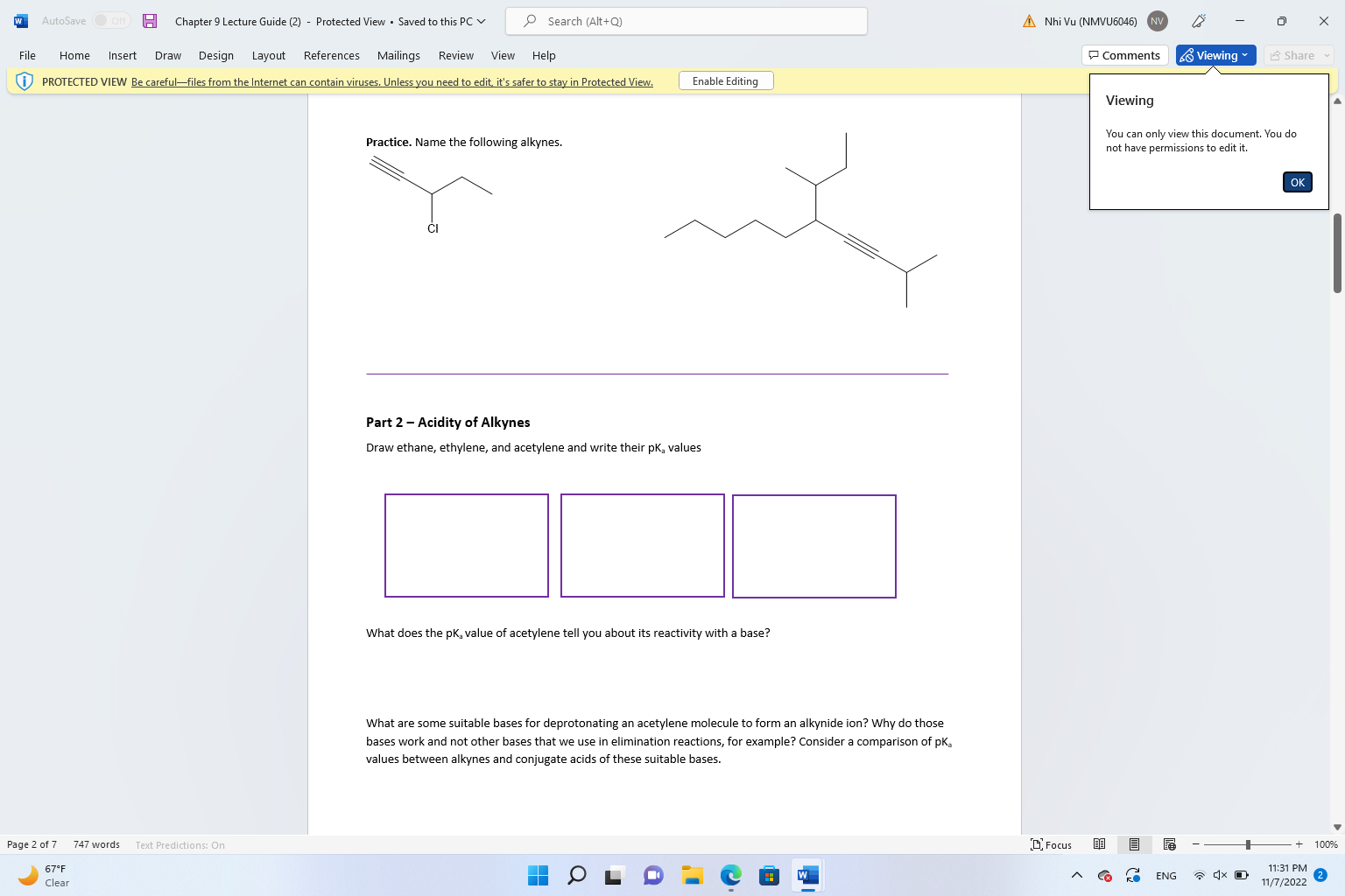 Part 1 - Nomenclature Types of Alkynes - Draw | Chegg.com