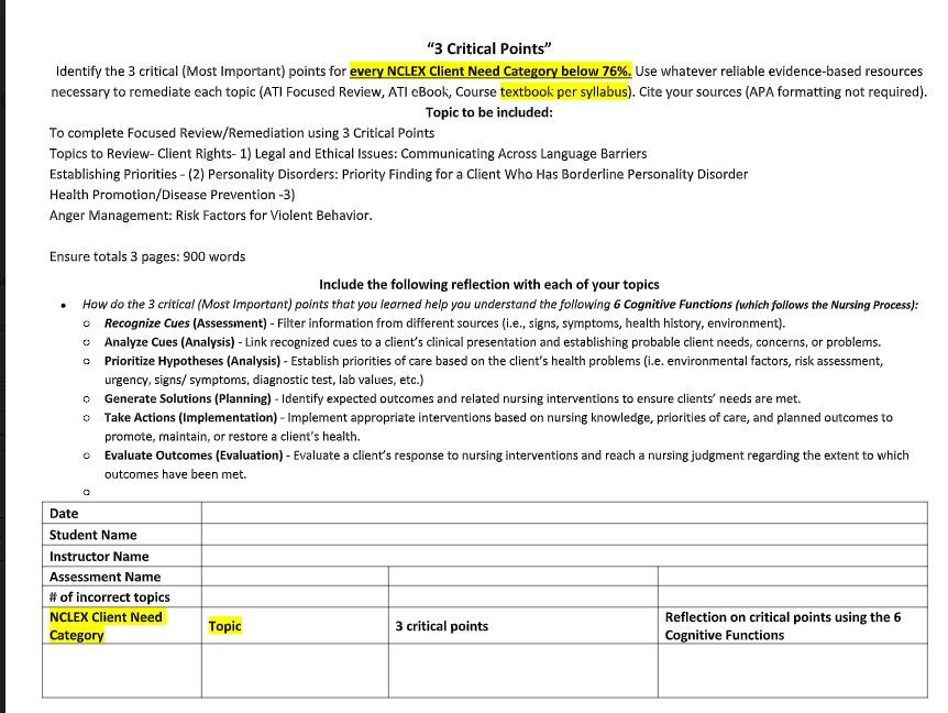 Solved To complete Focused Review/Remediation using 3