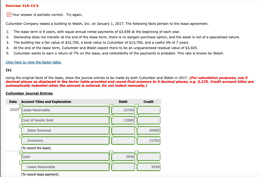 Solved Exercise 21A-13 B Your Answer Is Partially Correct. | Chegg.com