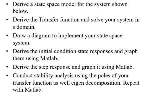 Solved • Derive a state space model for the system shown | Chegg.com