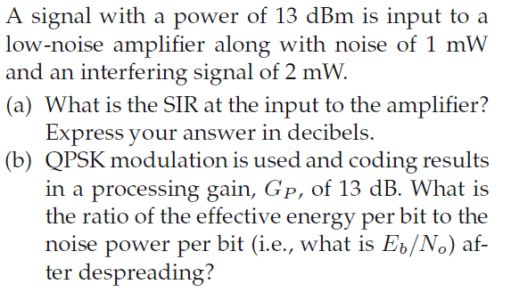 Solved A signal with a power of 13 dBm is input to a | Chegg.com