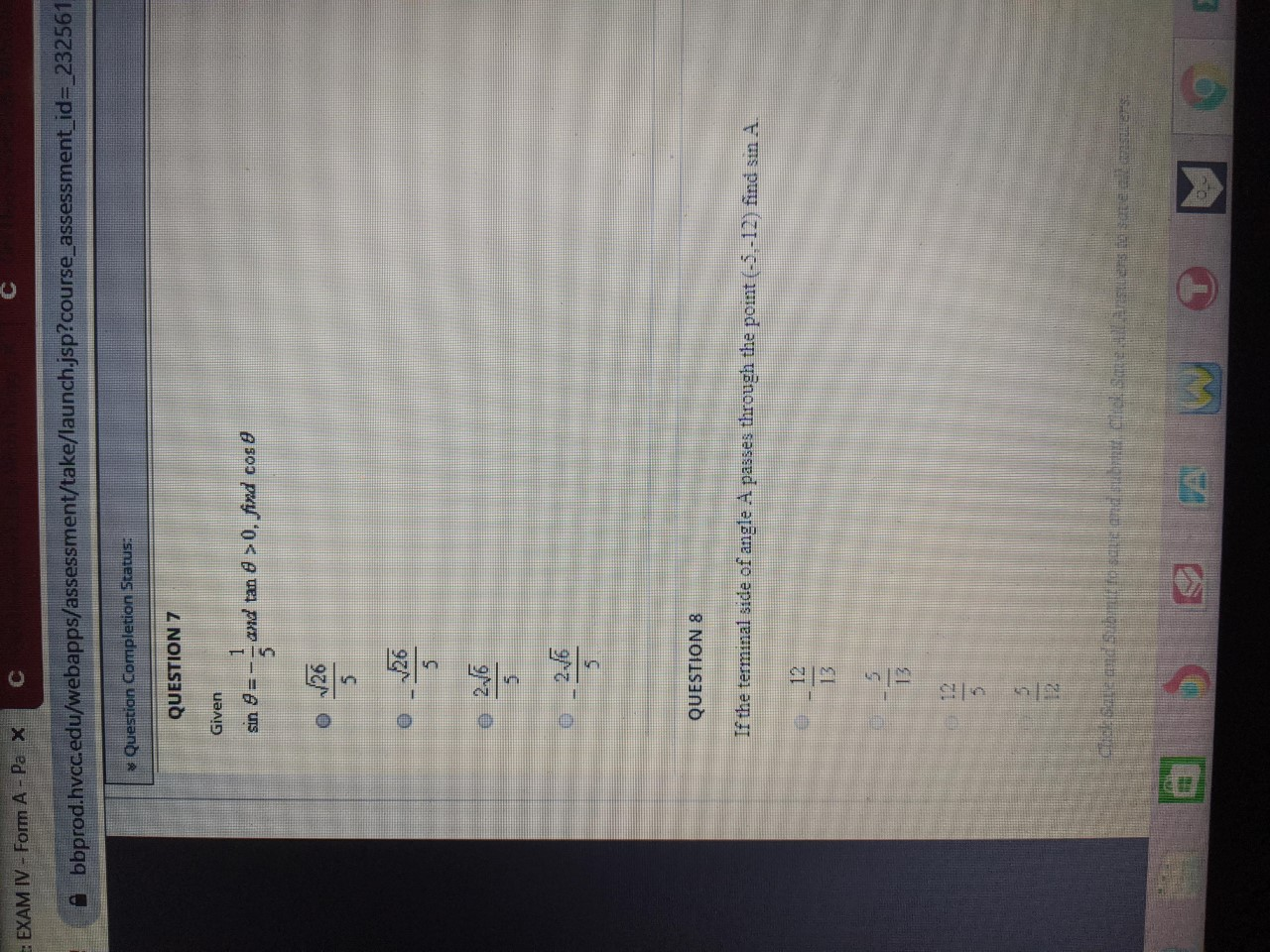 Solved: EXAM X - IV-Form ... Bbprod.hvcc.edu/webapps/asse A Pa