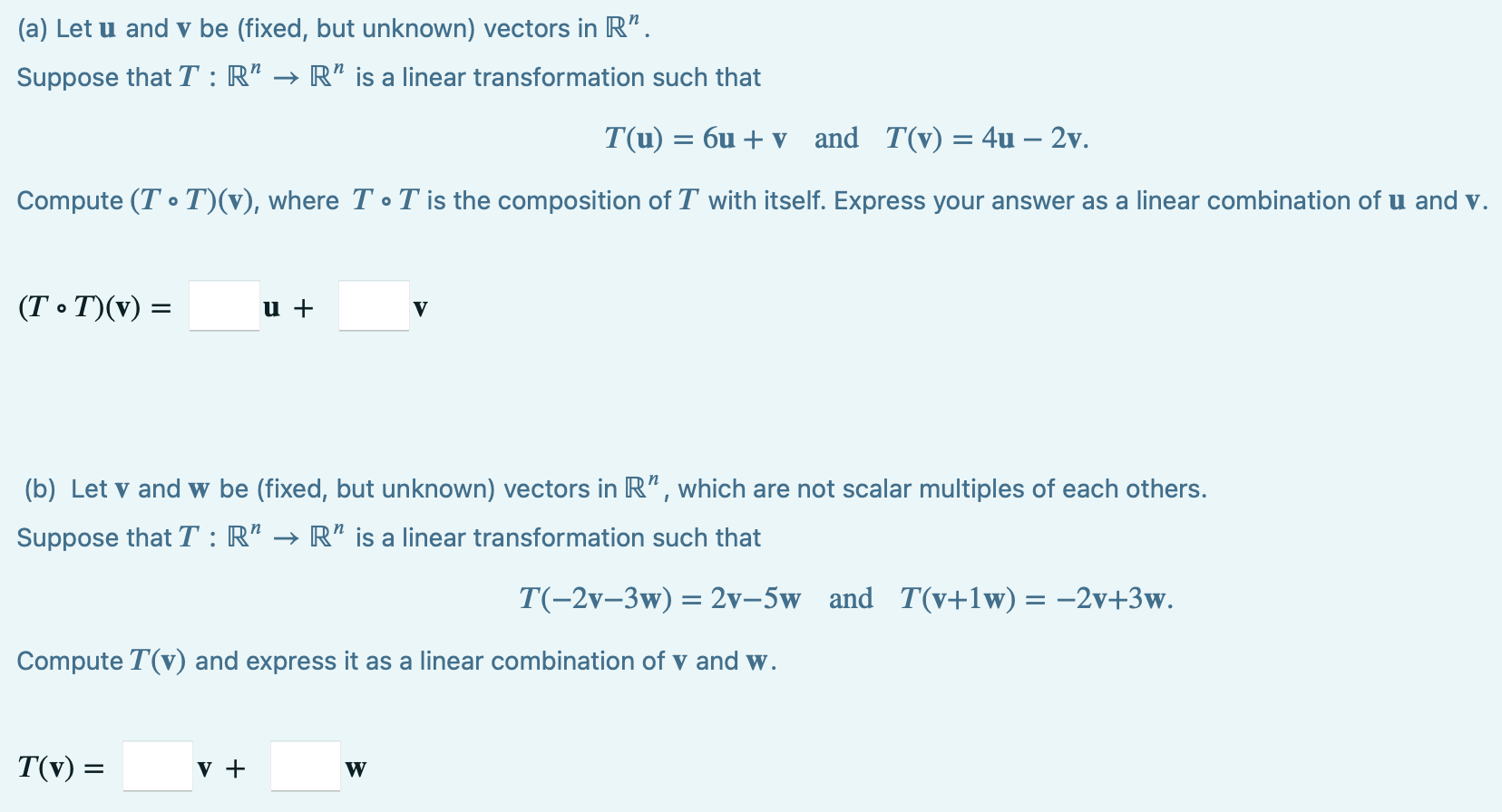 Solved (a) Let u and v be (fixed, but unknown) vectors in | Chegg.com