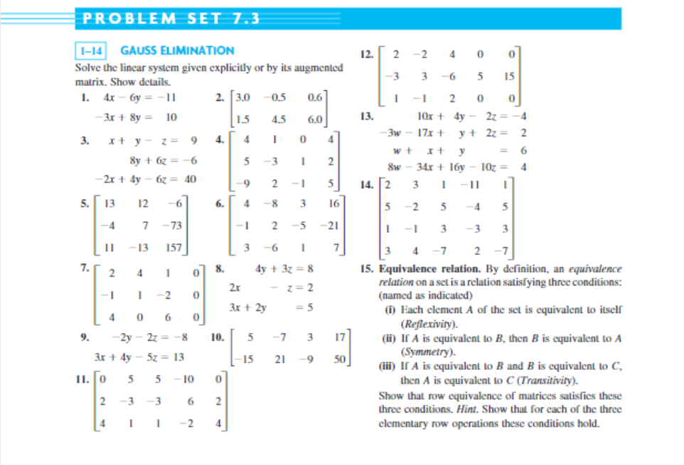 Solved PROBLEM SET 7.3 12. 2 -2 4 0 0 -3 3 6 5 15 1 13. 1-14 | Chegg.com