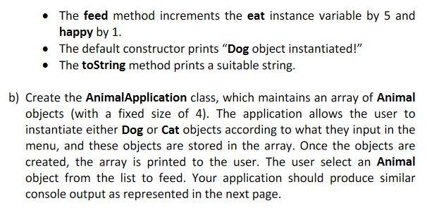Solved Create the Animal class with the following | Chegg.com