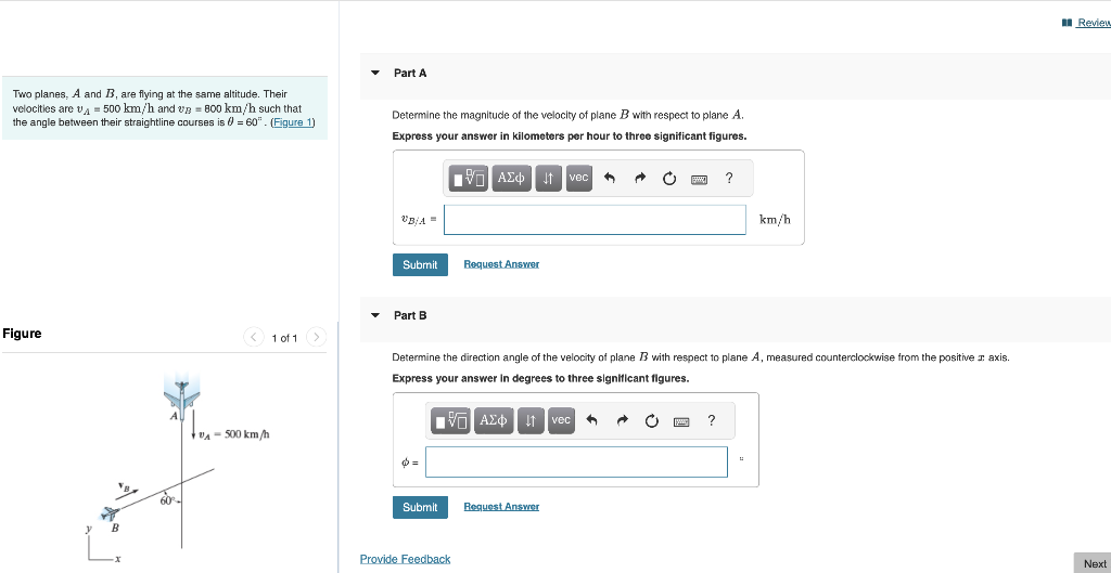 Solved Two Planes, A And B, Are Flying At The Same Altitude. | Chegg.com