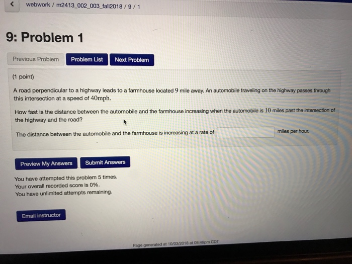 Solved webwork / m2413 002 003 fall2018/9/1 9: Problem 1 | Chegg.com