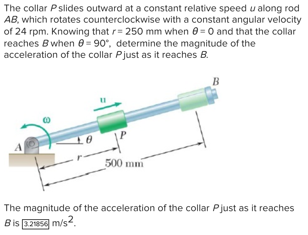 Solved The Collar Pslides Outward At A Constant Relative | Chegg.com