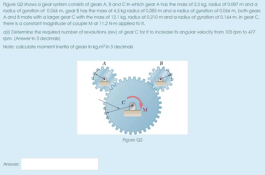 Solved Figure Q2 shows a gear system consists of gears A, B | Chegg.com