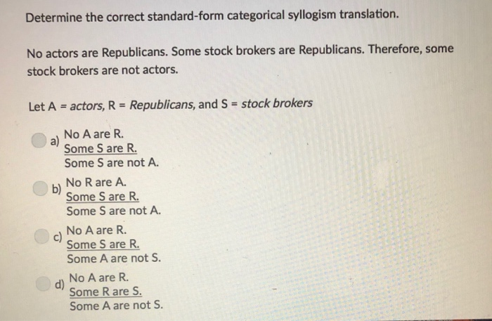 Solved Determine The Correct Standard-form Categorical | Chegg.com