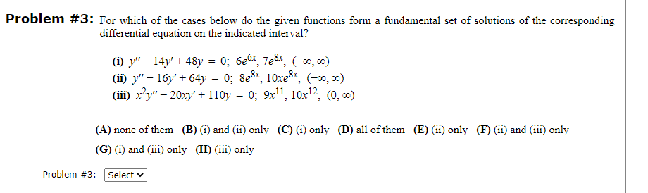 Solved Problem #3: For Which Of The Cases Below Do The Given | Chegg.com