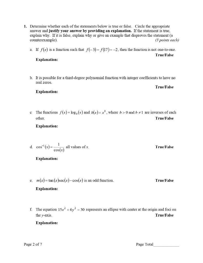 Solved 1. Determine whether each of the statements below is | Chegg.com