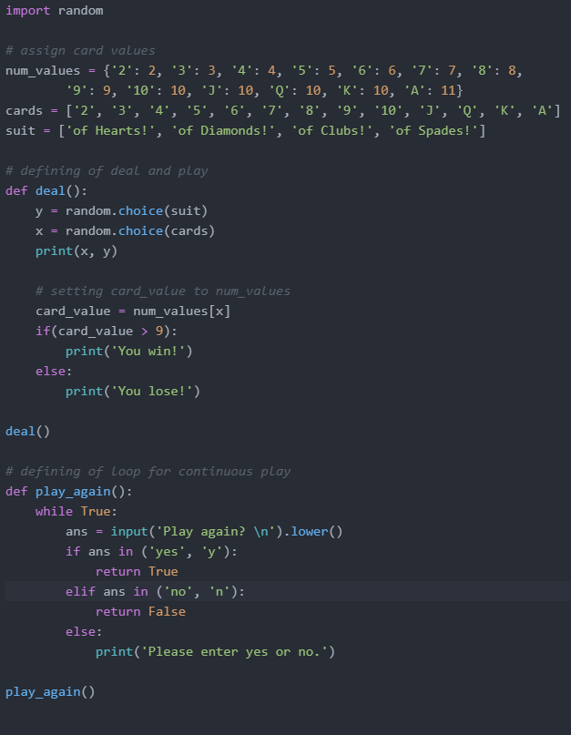 Solved I have the following code for a card game: The loop | Chegg.com
