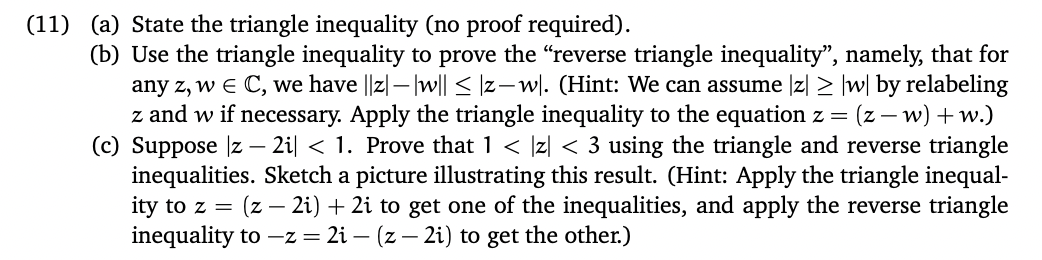 Solved (11) (a) State The Triangle Inequality (no Proof | Chegg.com