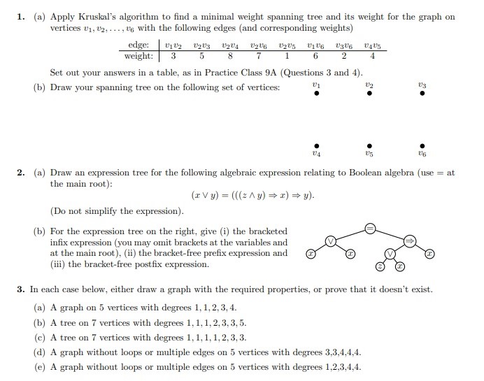 Solved 1. (a) Apply Kruskal's algorithm to find a minimal | Chegg.com