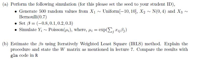 Solved (a) Perform the following simulation (for this please | Chegg.com