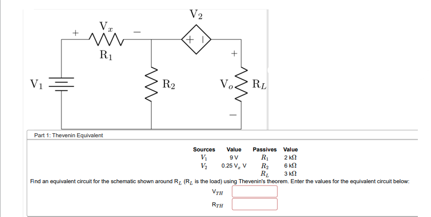 Solved Part 1 Thevenin Equivalentfind An Equivalent Circuit Chegg