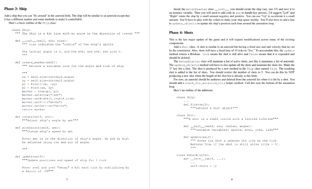 Solved CS 120 Final Project: AsterBlaster Introduction clasa | Chegg.com