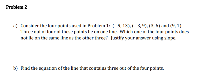 Solved Problem 2 a) Consider the four points used in Problem | Chegg.com