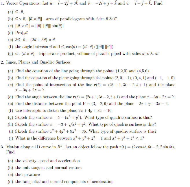 Solved 1. Vector Operations. Let u=i−2j+3k and v=−2i+j+k and | Chegg.com