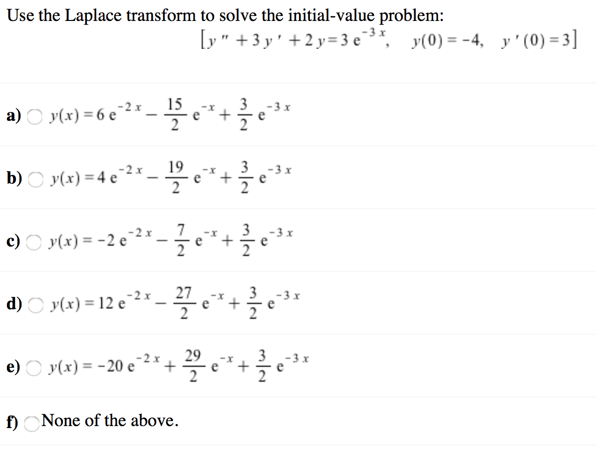 Solved Use the Laplace transform to solve the initial-value | Chegg.com