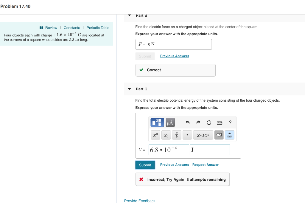 Solved Problem 17.40 Part B Find the electric force on a | Chegg.com