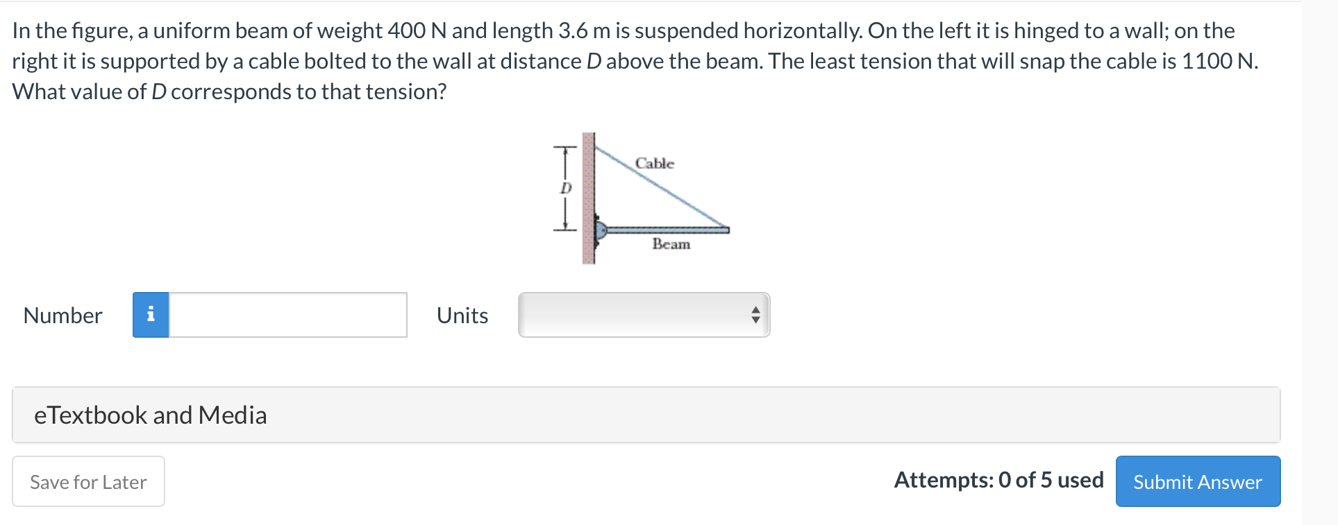 Solved In the figure, a uniform beam of weight 400 N and