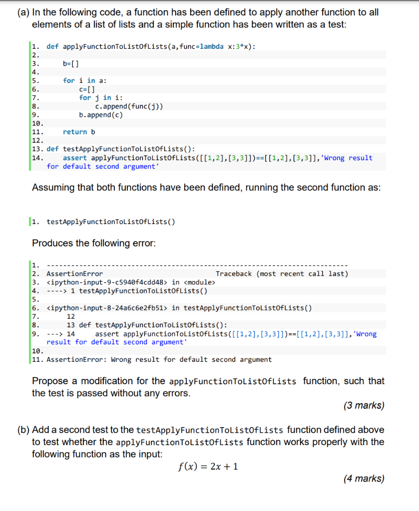 Solved (a) In the following code, a function has been | Chegg.com