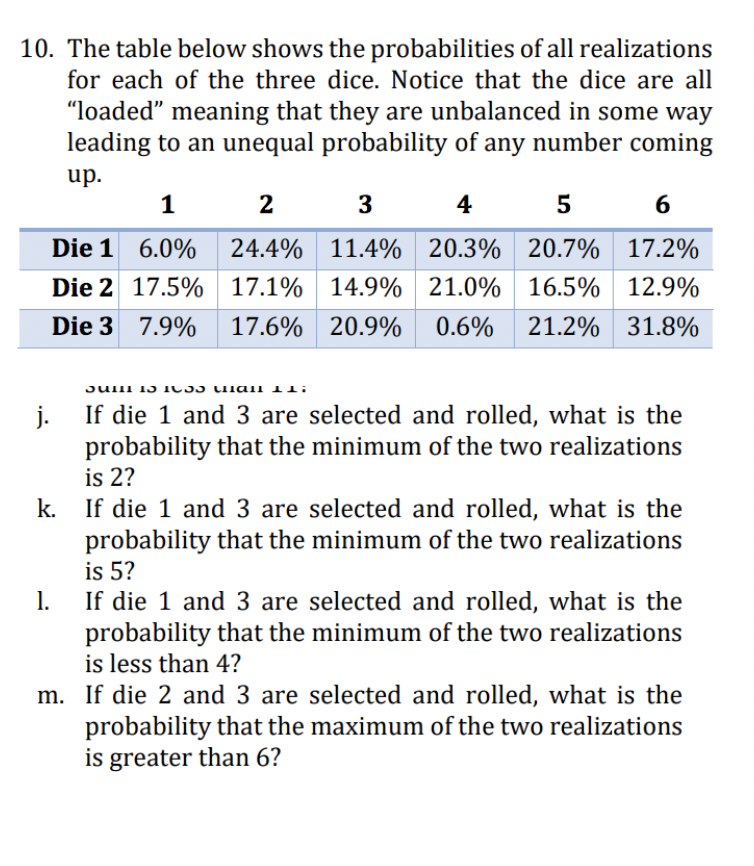 Solved 10 The Table Below Shows The Probabilities Of All Chegg Com