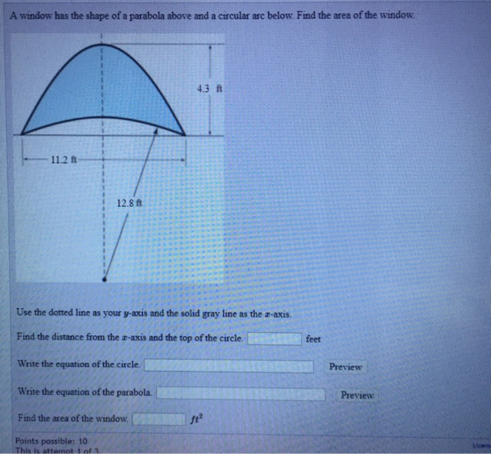 Solved A window has the shape of a parabola above and a | Chegg.com