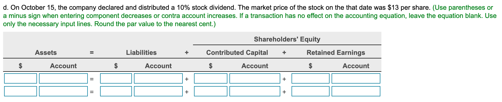 Solved 1. Show how each of the transactions would affect the | Chegg.com