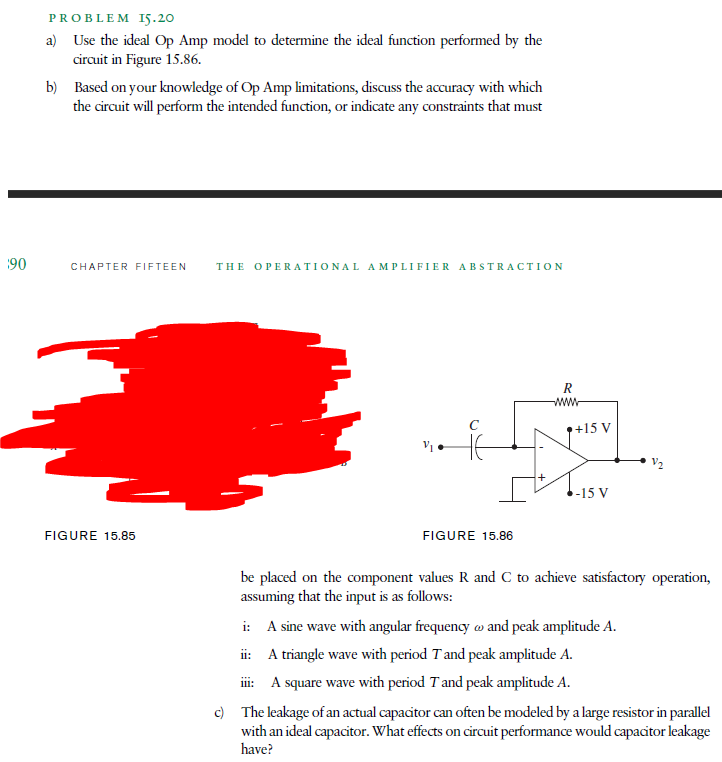 Solved p r o b l e m 15.20 a) Use the ideal Op Amp model to | Chegg.com