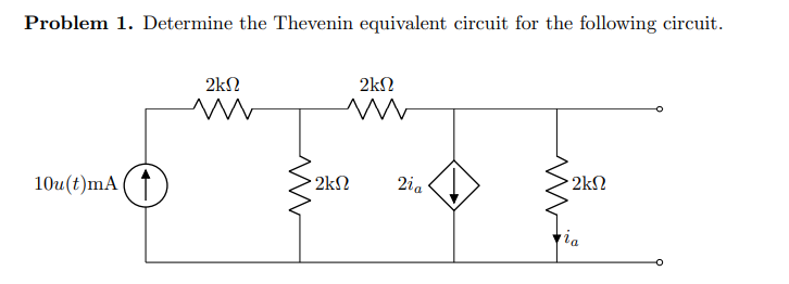 Solved Problem 1 Determine The Thevenin Equivalent Circuit Chegg