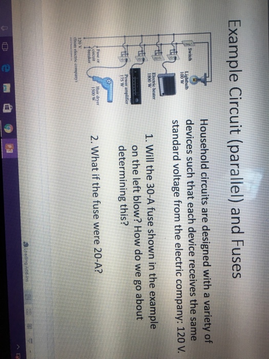 Solved Example Circuit (parallel) and Fuses Household