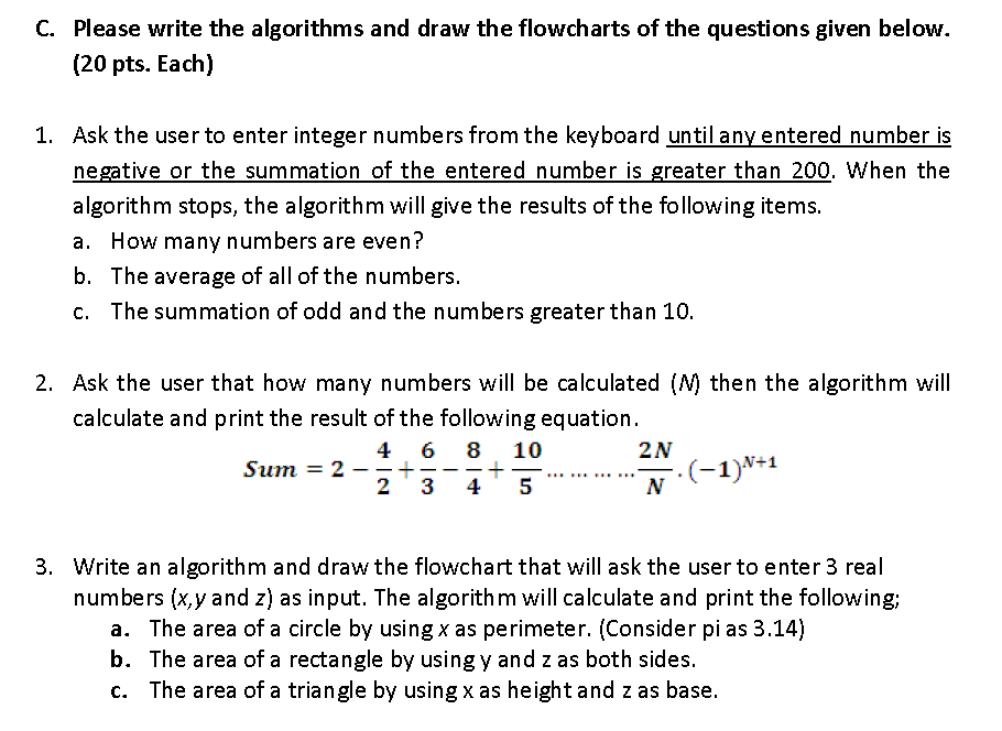 Solved C. Please write the algorithms and draw the | Chegg.com