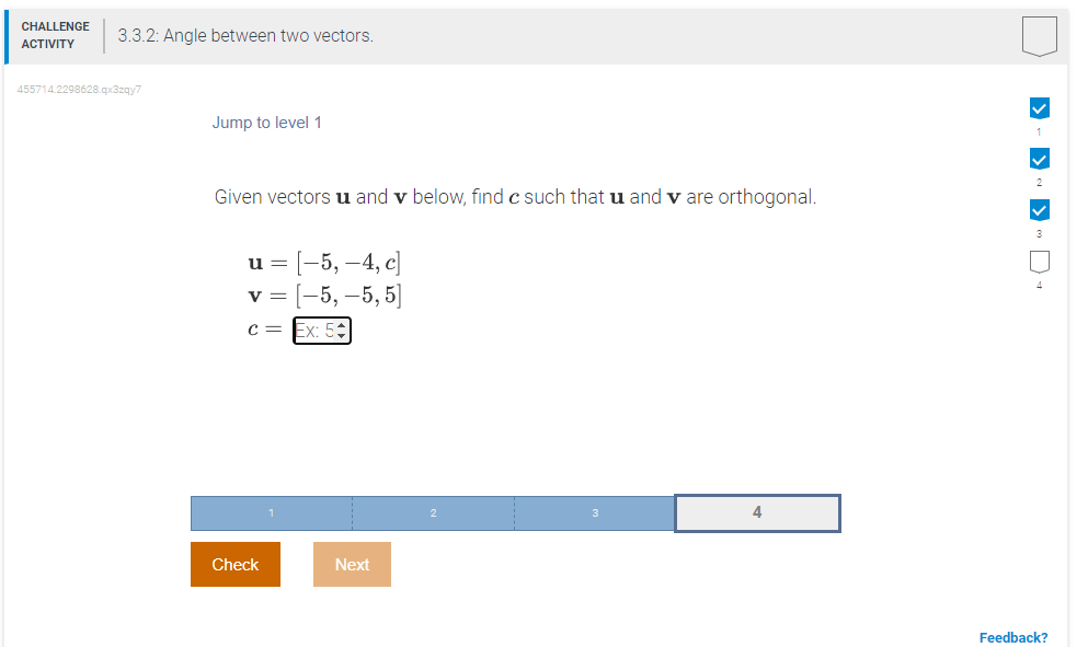 Solved Jump to level 1 Given vectors u and v below, find c | Chegg.com