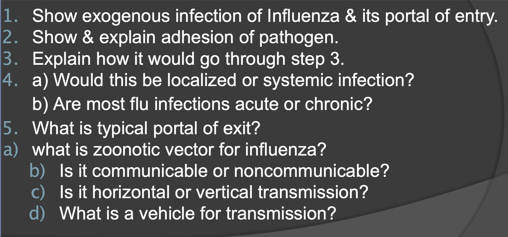 Solved 1. Show exogenous infection of Influenza & its portal | Chegg.com