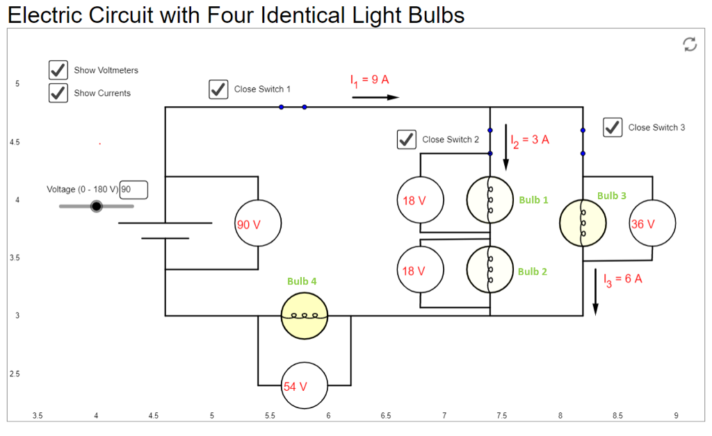 Solved Electric Circuit With Four Identical Light Bulbs Show | Chegg.com