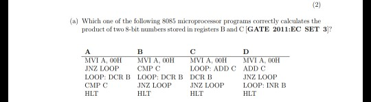 Solved (2) (a) Which one of the following 8085 | Chegg.com